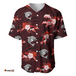 Custom Text And Number Dolphins Rugby Baseball Jersey Shirt Polynesian Tribal Mix Tropical Hawaiian Style