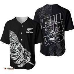 Maori Face Tattoo All Black Rugby Baseball Jersey Shirt