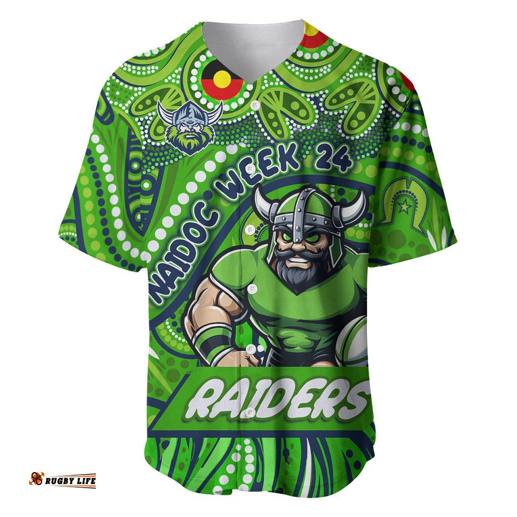 Custom Australia NAIDOC Week 2024 Baseball Jersey Shirt Canberra Raiders Mascot Keep The Fire Burning