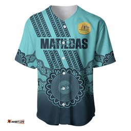 Custom Australia Matildas Baseball Jersey Shirt Aussie Aboriginal Turquoise Version
