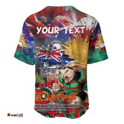 Personalised Australia Rugby Rabbitohs ANZAC Baseball Jersey Shirt South Sydney Scratch Style