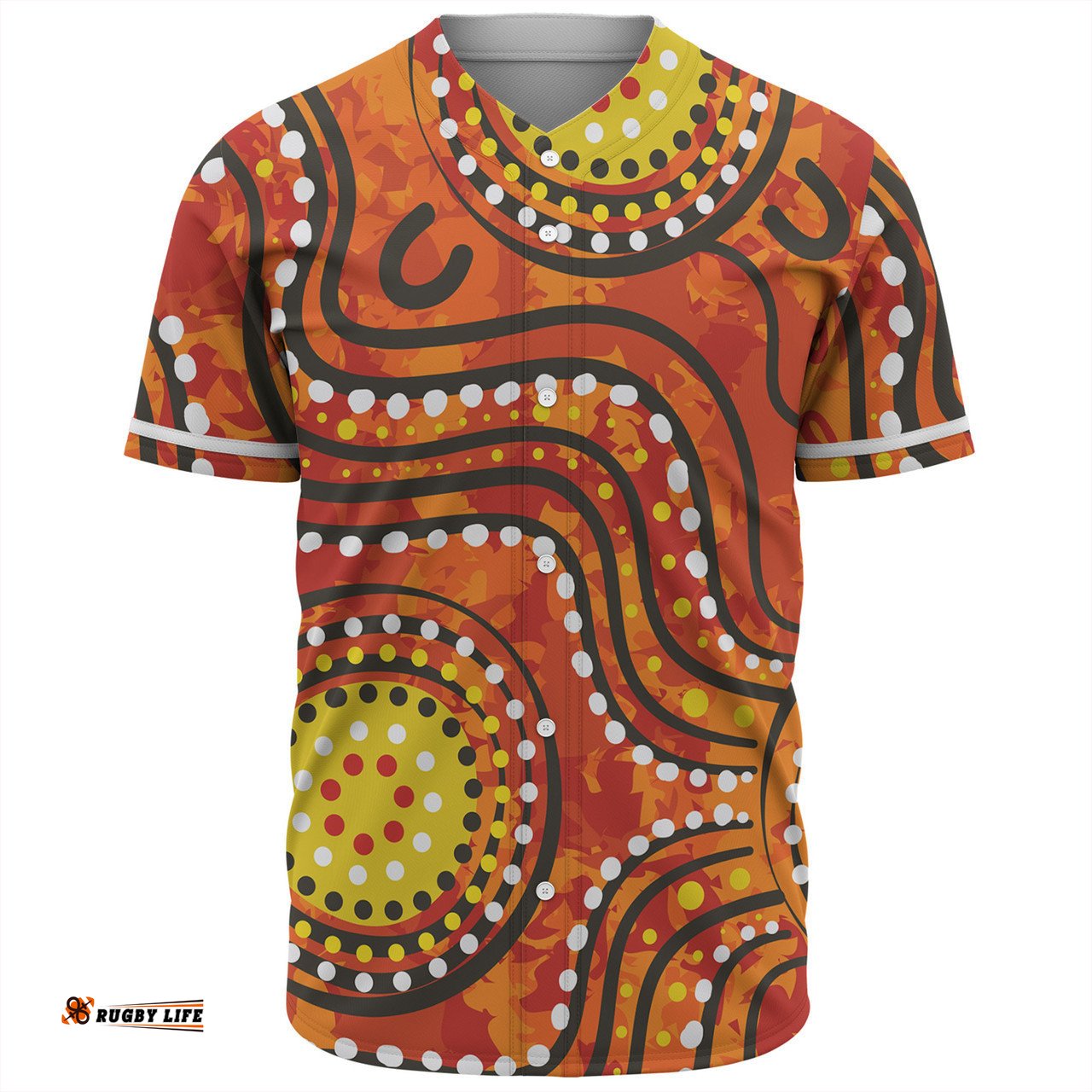 Australia Aboriginal Baseball Shirt - Dot Art In Aboriginal Style Baseball Shirt