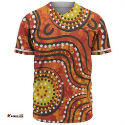 Australia Aboriginal Baseball Shirt - Dot Art In Aboriginal Style Baseball Shirt