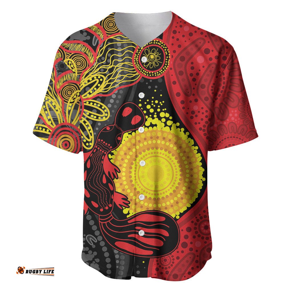 Platypus Aboriginal Art Style Baseball Jersey Shirt