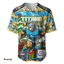 Custom Titans Rugby Merry Christmas Baseball Jersey Shirt Indigenous Australian Art