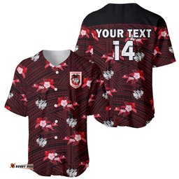 Custom Text And Number Dragons Rugby Baseball Jersey Shirt Polynesian Tribal Mix Tropical Hawaiian Style