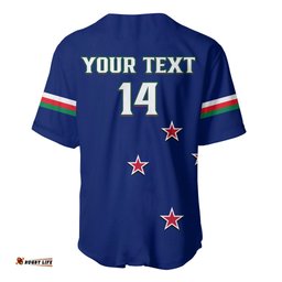 Personalised Warriors Rugby Baseball Jersey Shirt New Zealand Sporty Blue Style