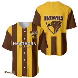 Hawthorn Football Baseball Jersey Shirt Go Hawks Sporty Style
