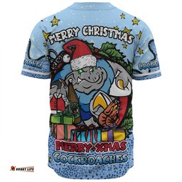 New South Wales Cockroaches Christmas Custom Baseball Shirt - Merry Christmas Our Beloved Team With Aboriginal Dot Art Pattern Baseball Shirt