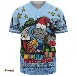 New South Wales Cockroaches Christmas Custom Baseball Shirt - Merry Christmas Our Beloved Team With Aboriginal Dot Art Pattern Baseball Shirt