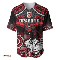 Dragons Rugby Baseball Jersey Shirt Saints 1998 Aboriginal Mix Polynesian Pattern