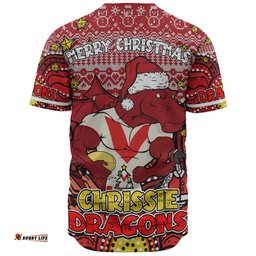 St. George Illawarra Dragons Christmas Custom Baseball Shirt - Christmas Knit Patterns Vintage Jersey Ugly Baseball Shirt