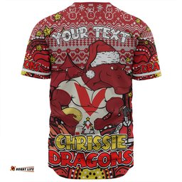 St. George Illawarra Dragons Christmas Custom Baseball Shirt - Christmas Knit Patterns Vintage Jersey Ugly Baseball Shirt
