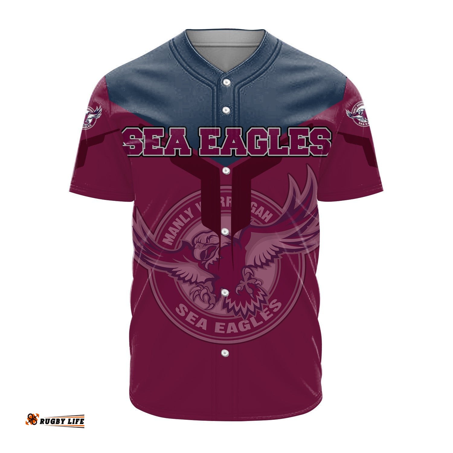 Manly Warringah Sea Eagles Baseball Jersey Shirt Drinking style NRL