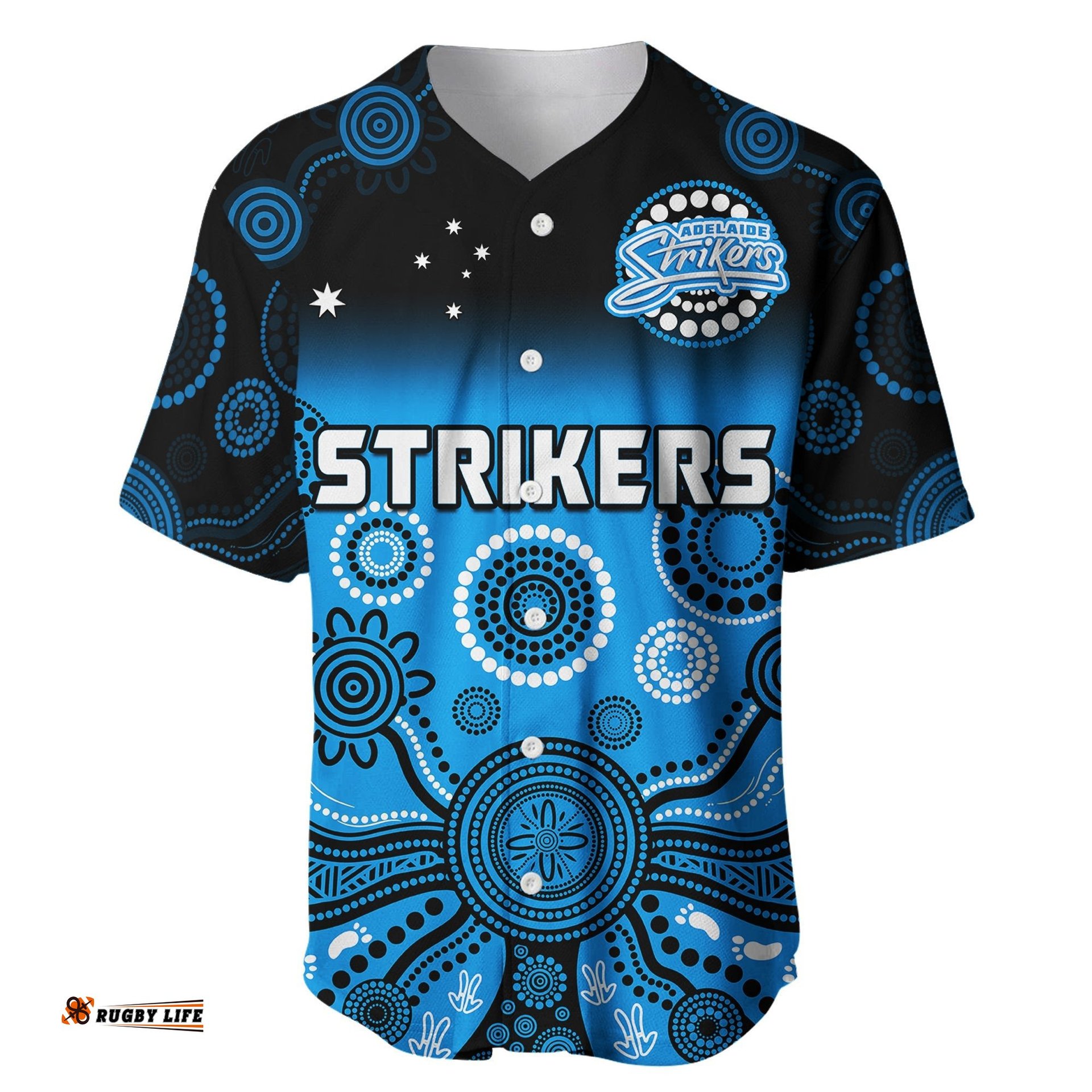 Adelaide Strikers Baseball Jersey Shirt Gradient Aboriginal Dot Painting