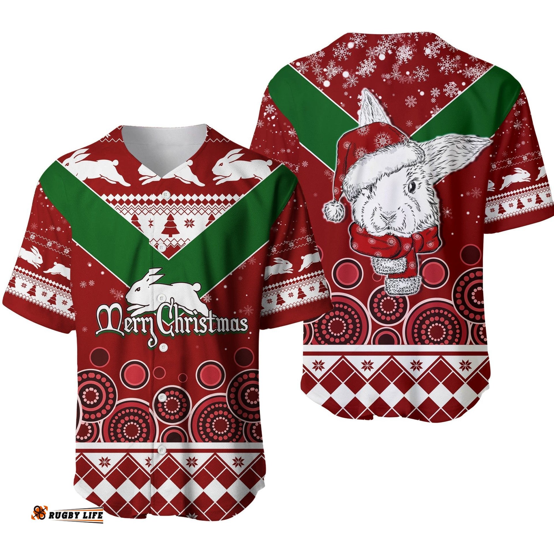 Aboriginal Art The Bunnies Merry Christmas Baseball Jersey Shirt
