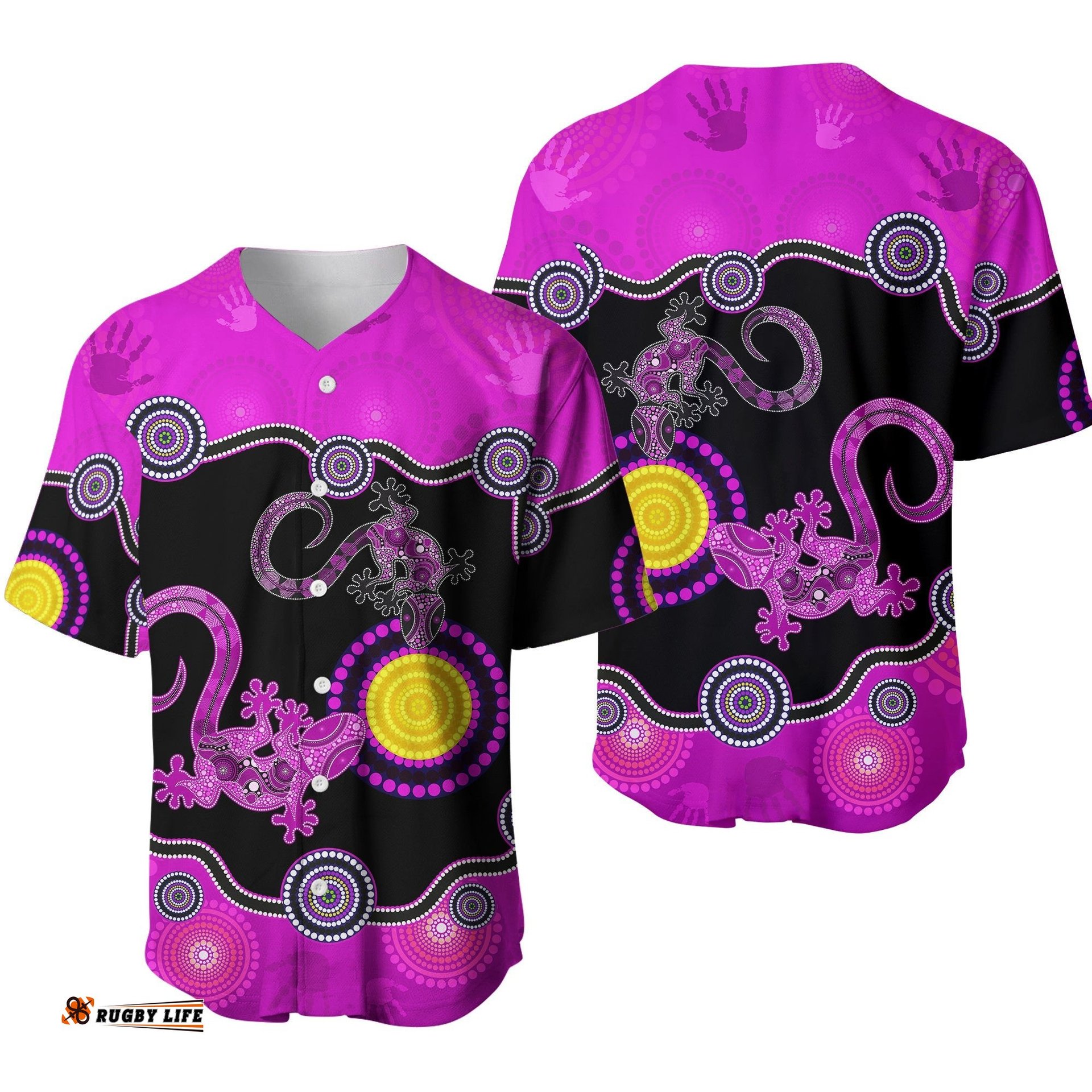 Aboriginal Lizard Baseball Jersey Shirt Attracted Australia Version Purple