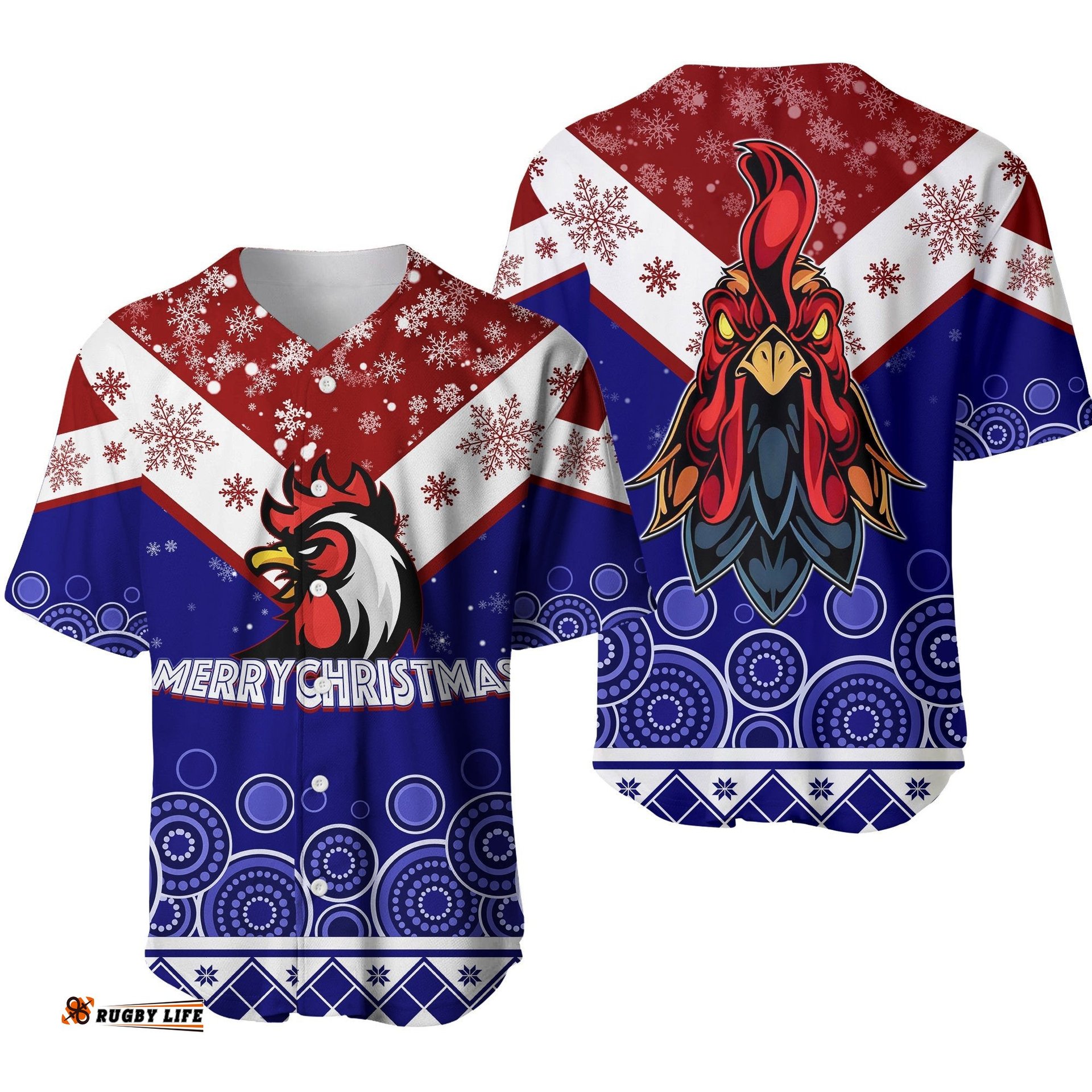 Aboriginal Art Chooks Tricolor Merry Christmas Baseball Jersey Shirt