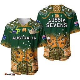 Australia Rugby Baseball Jersey Shirt Aussie Sevens Green Indigenous Ver.01