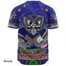 New Zealand Warriors Custom Baseball Shirt - Custom With Aboriginal Inspired Style Of Dot Painting Patterns  Baseball Shirt