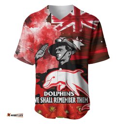 ANZAC Dolphins Rugby Baseball Jersey Shirt We Shall Remember 05