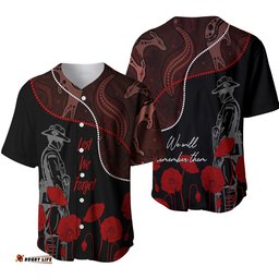 Australia Anzac Day Baseball Jersey Shirt Aboriginal Art With Poppies