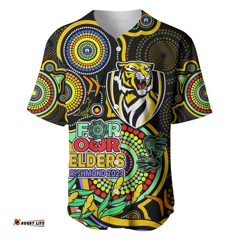 Richmond Football Aboriginal Art Baseball Jersey Shirt NAIDOC Indigenous Tribal