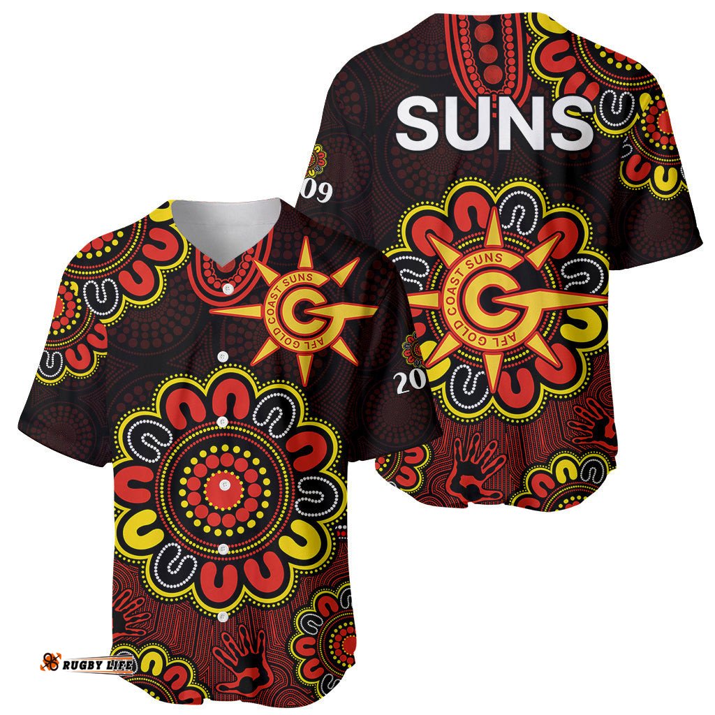AFL Gold Coast Suns 2009 Aboriginal Red Style Baseball Jersey Shirt