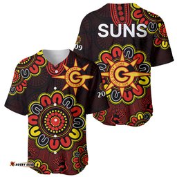 AFL Gold Coast Suns 2009 Aboriginal Red Style Baseball Jersey Shirt