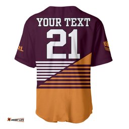 Custom Personalised Brisbane Broncos NRL Baseball Jersey Shirt