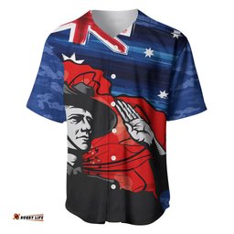 ANZAC DAY Baseball Jersey Shirt Camo Style Soldier With Flag 04