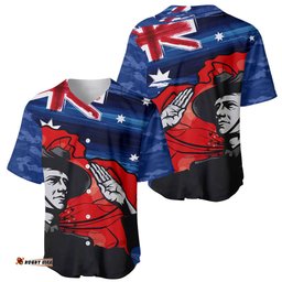 ANZAC DAY Baseball Jersey Shirt Camo Style Soldier With Flag 04