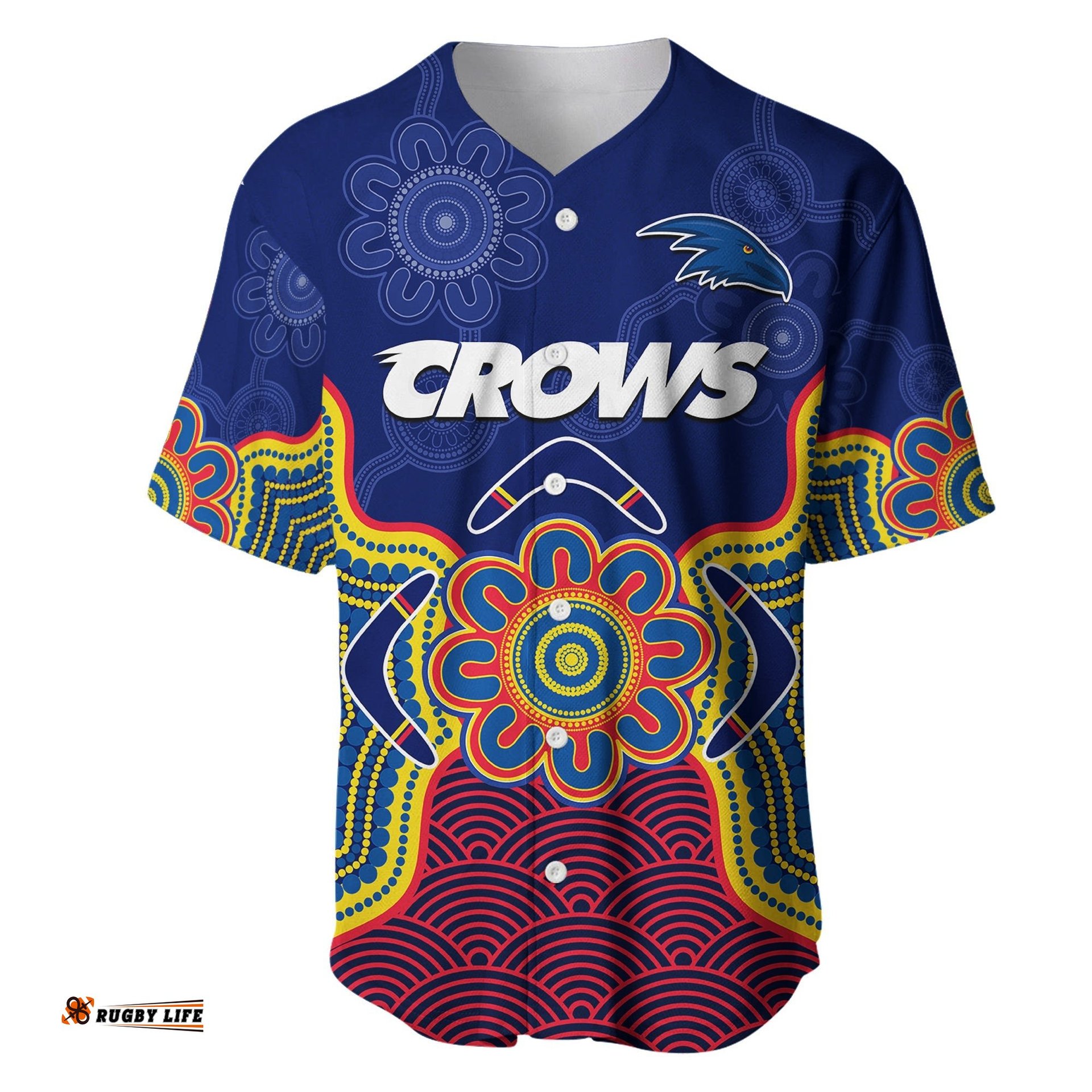 Adelaide Football Baseball Jersey Shirt Crows Aboriginal Art
