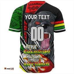 Penrith Panthers Grand Final Baseball Shirt - A True Champion Will Fight Through Anything With Polynesian Patterns