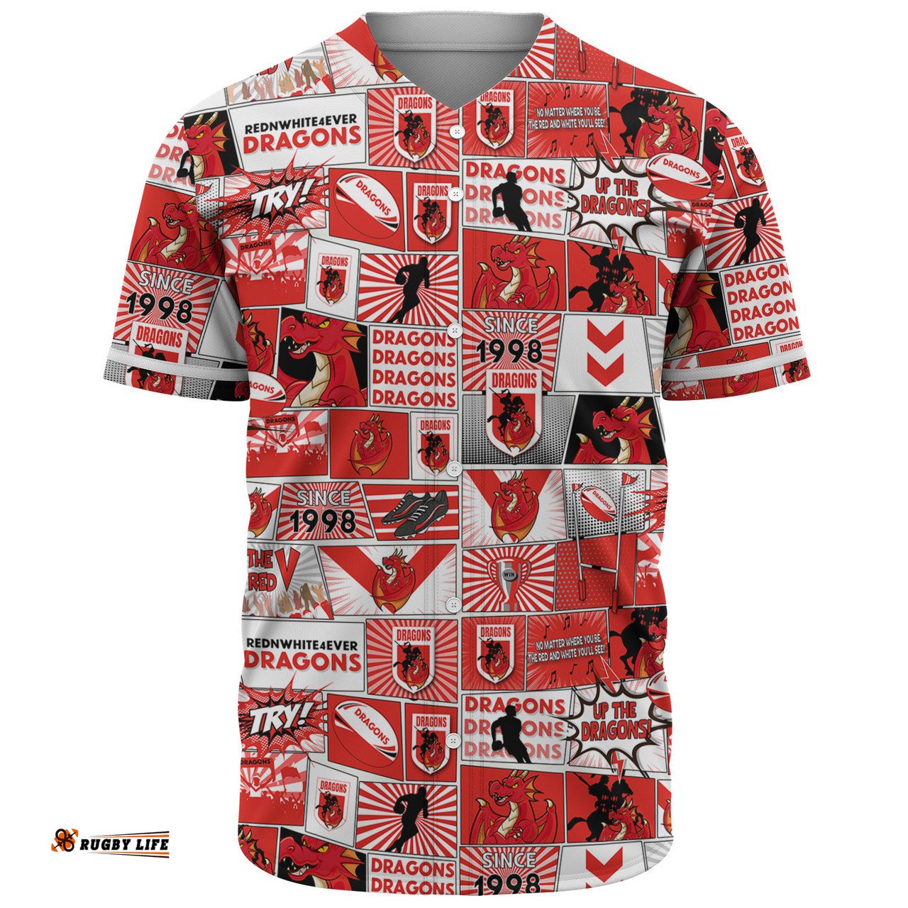 St. George Illawarra Dragons Baseball Shirt - Team Of Us Die Hard Fan Supporters Comic Style