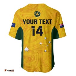 Personalised Australia Soccer Baseball Jersey Shirt Gold Matildas World Cup Go Champions