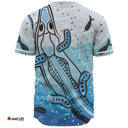 Australia Crocodile Baseball Shirt - Aboriginal Dot Artwork With Crocodile Baseball Shirt