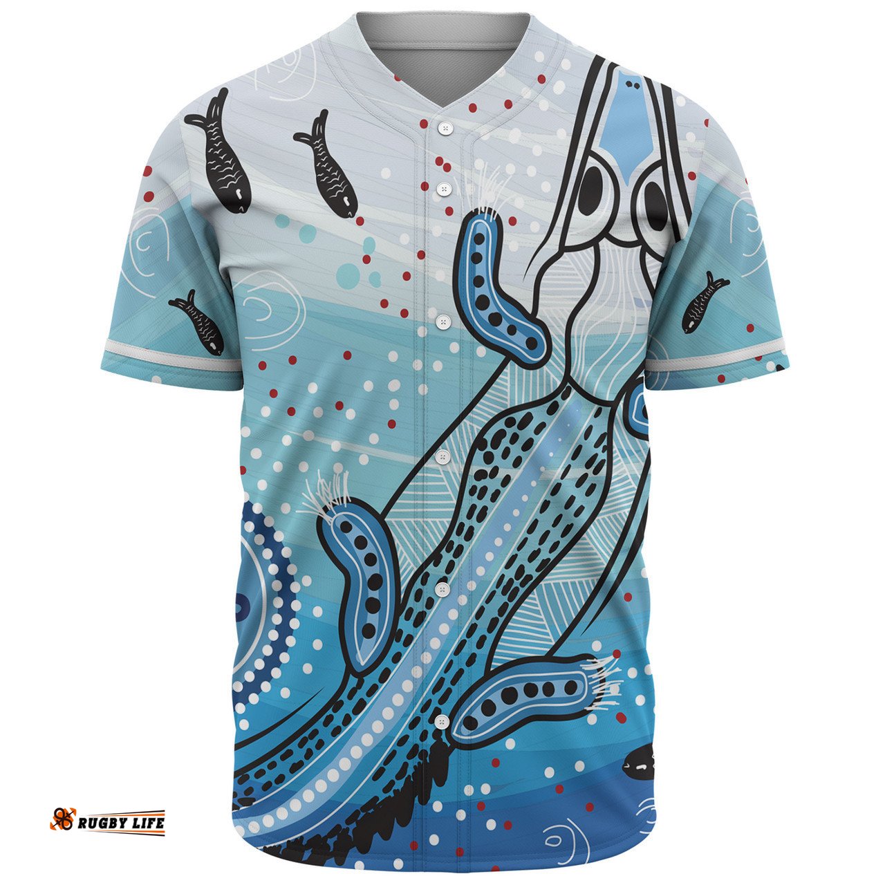 Australia Crocodile Baseball Shirt - Aboriginal Dot Artwork With Crocodile Baseball Shirt