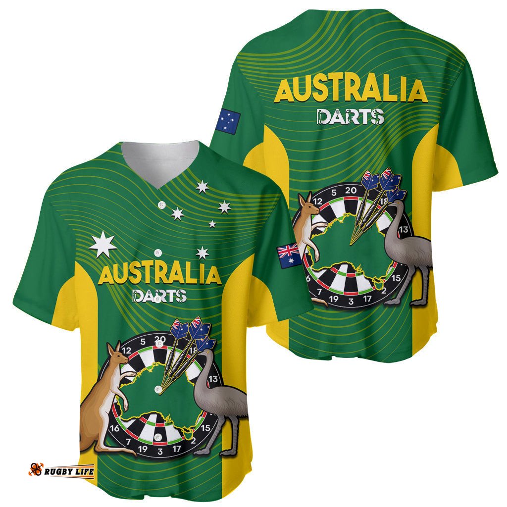 Australia Darts National Color Mix Kangaroo And Emu Baseball Jersey Shirt