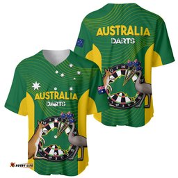 Australia Darts National Color Mix Kangaroo And Emu Baseball Jersey Shirt