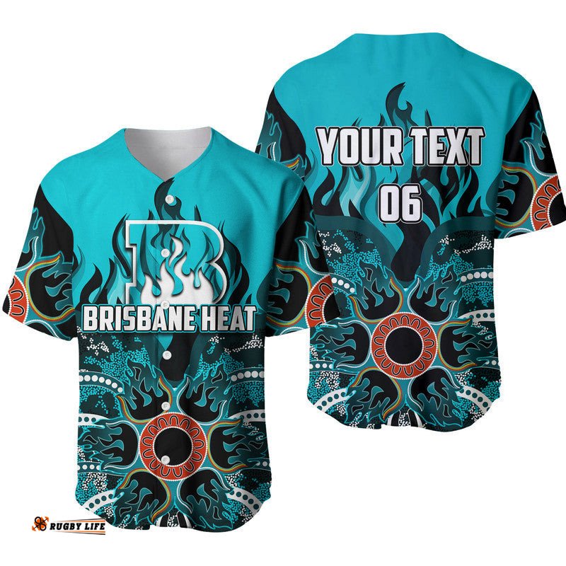 Custom Personalised And Number Brisbane Heat Baseball Jersey Shirt Cricket Dot Aboriginal
