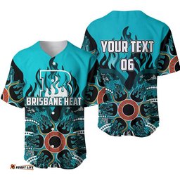 Custom Personalised And Number Brisbane Heat Baseball Jersey Shirt Cricket Dot Aboriginal