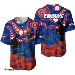 Adelaide Football ANZAC Baseball Jersey Shirt Crows Aboriginal Mix Poppy Camouflage Ver.01