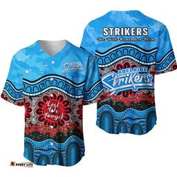 Adelaide Strikers Cricket ANZAC Baseball Jersey Shirt Poppy Aboriginal Camouflage Ver.01