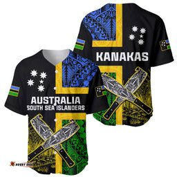 Australian South Sea Islanders Flag Style Baseball Jersey Shirt