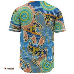 Australia Platypus Aboriginal Baseball Shirt - Blue Platypus With Aboriginal Art Dot Painting Patterns Inspired Baseball Shirt