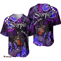 Australian Astrology Baseball Jersey Shirt Scorpio Redback Spider Zodiac Aboriginal Vibes Purple