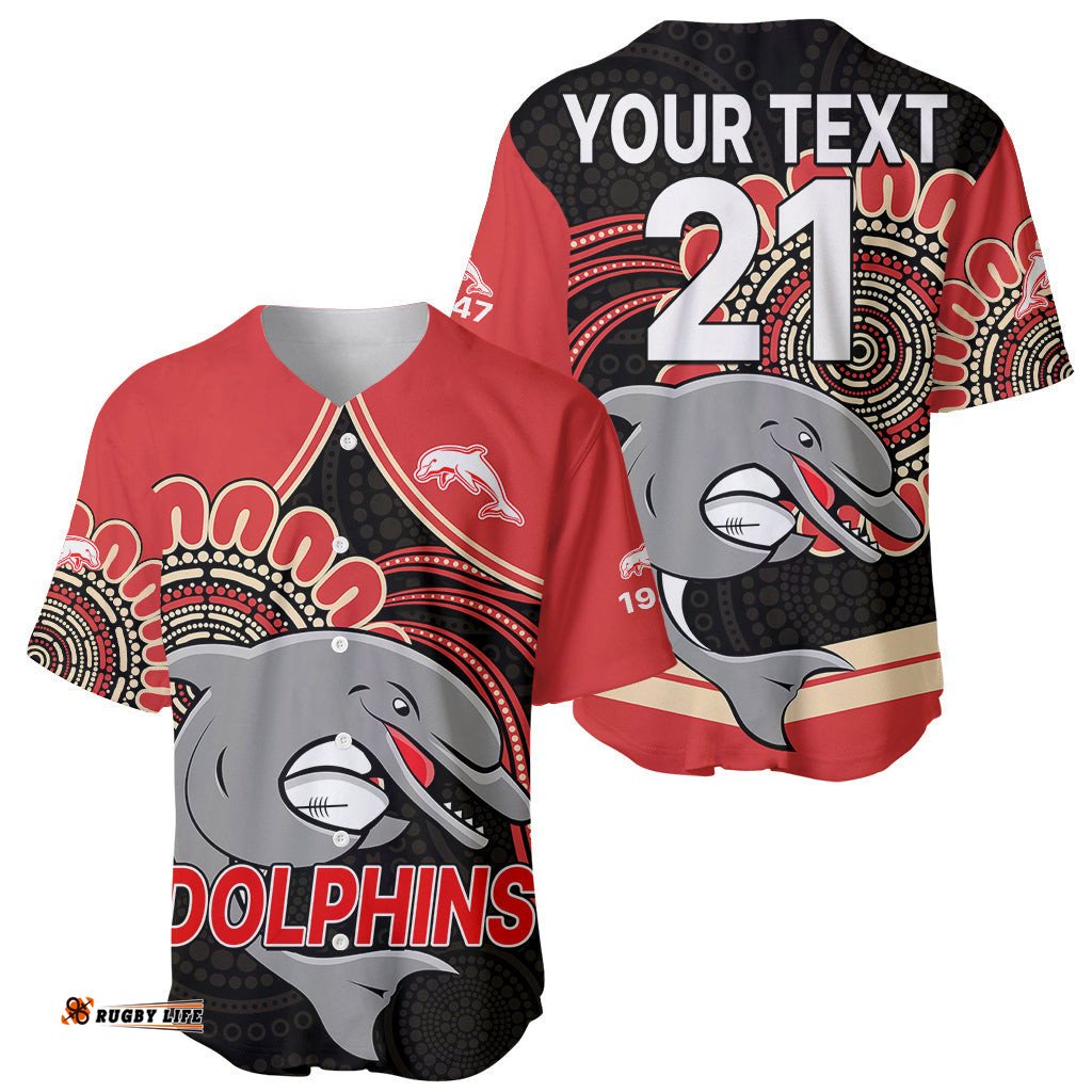 Custom Personalised NRL Redcliffe Dolphins Baseball Jersey Shirt