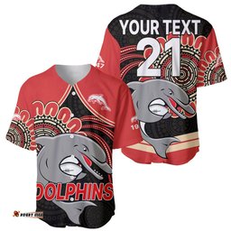 Custom Personalised NRL Redcliffe Dolphins Baseball Jersey Shirt