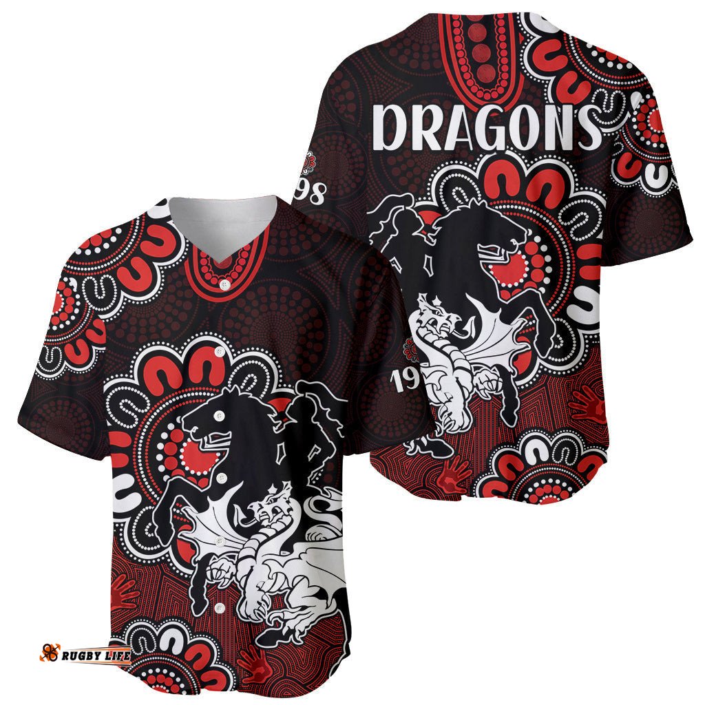 NRL St. George Illawarra Dragons Rugby Saints 1998 Aboriginal Baseball Jersey Shirt
